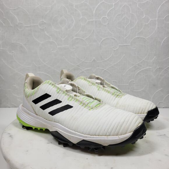 Adidas Golf Shoes Youth 4.5 White Green BOA Lace Spikes Bounce Athletic Footwear main image 11